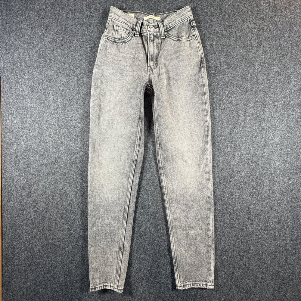 Levis Premium 80s Mom Jeans Womens 23 Grey Acid Wash High Rise Tapered